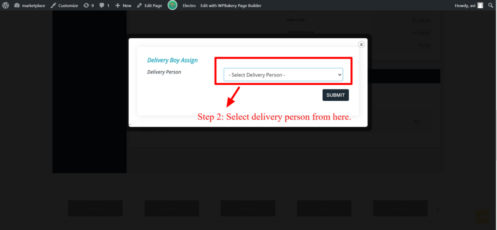 Delivery Person Dropdown List