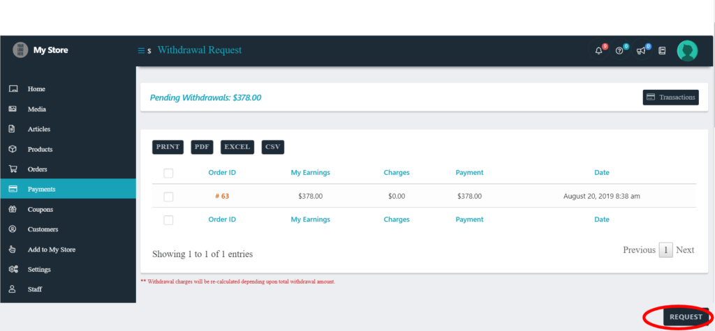 Request Withdrawal