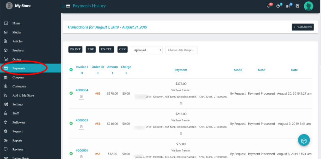 Withdrawal Transactions
