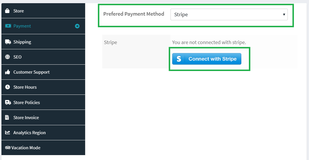 Vendor Stripe Setup