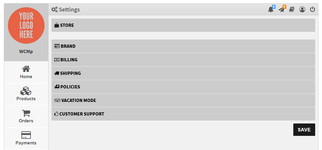 Vendor Store Settings