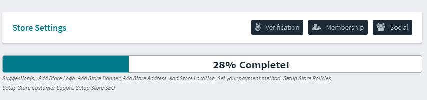 Store Settings Progress Bar