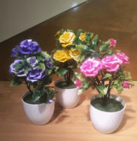 Artificial Mini ROse With ROund Vase