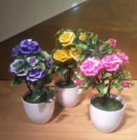 Artificial Mini ROse With ROund Vase